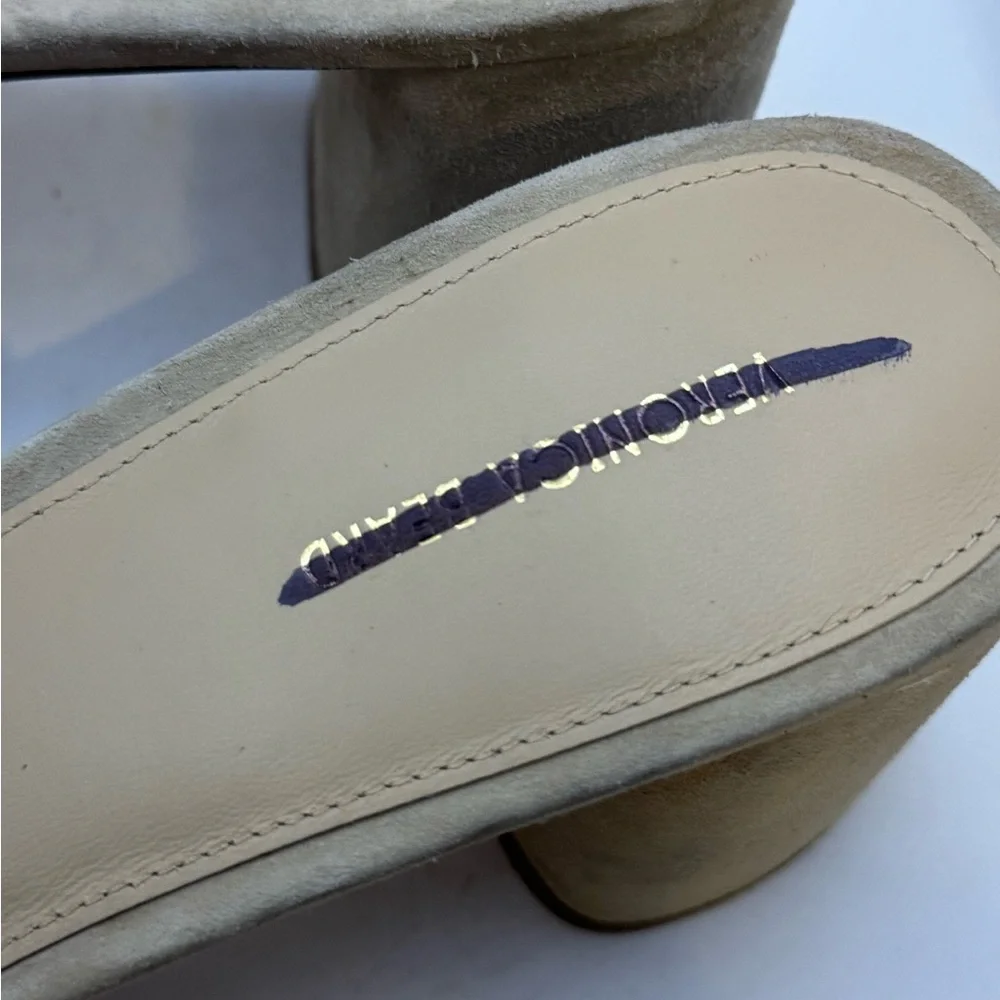 Veronica Beard Women’s‎ Size 12 Dali Block Heel Sandal Beige Suede